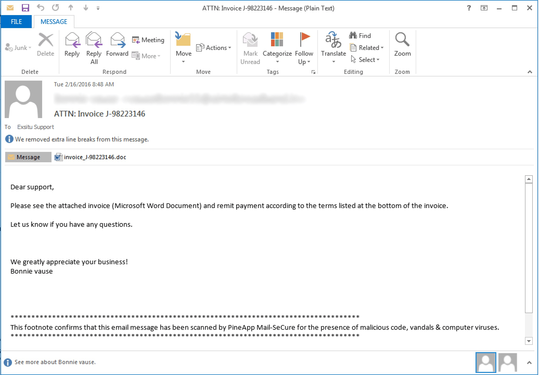 Sample Ransomware Email