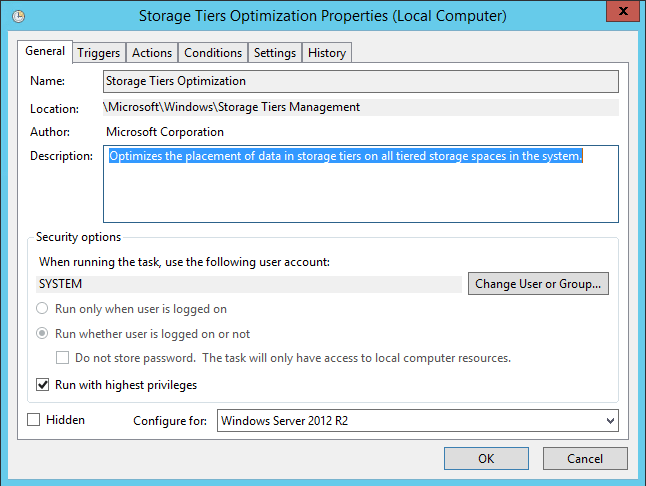 Windows Server 2012 R2 Tiering Scheduled Task